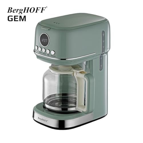 BergHOFF Gem Retro Filtre Kahve Makinesi – 900 W, 1, 5 L Cam Demlik | Mint Yeşil