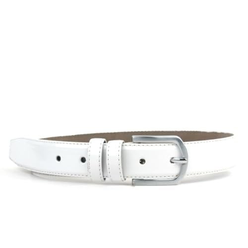 Beyaz Rugan 3,5 cm Erkek Çocuk Klasik Kemer (85-110cm)