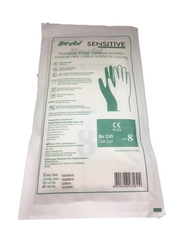BEYBİPudrasız Steril Sensıtıve Cerrahi Eldiven 8 Numara (50)