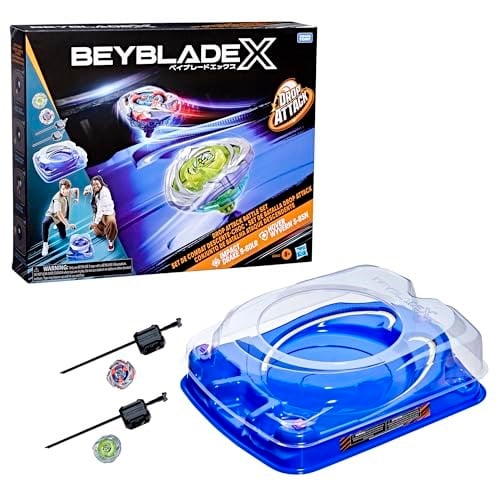 Beyblade Beystadium Arena ile X Drop Attack Savaş Seti, 2 Takara Tomy Üstleri ve Fırlatıcıları, Impact Drake 9-60LR & Hover Wyvern 3-85N, Savaş Oyunu Oyuncakları, 8+ Yaş