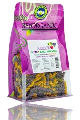 Beyorganik Organik Sebzeli Burgu Makarna (Brokoli-Siyah Havuç-Balkabak)240Gr (Beyaz Kraft)