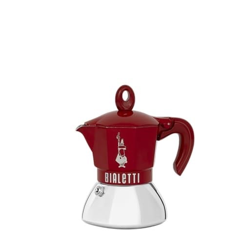 Bialetti - Moka Exclusive İndüksiyon: 2 Cups Ocak Üstü Espresso Pişirici - 100ml - Kırmızı Renk - Alt Hazne: Dış Paslanmaz Çelik İç Alüminyum - İndüksiyon  - Seçenekler: 2 Cups - 100ml, 4 Cups - 200ml