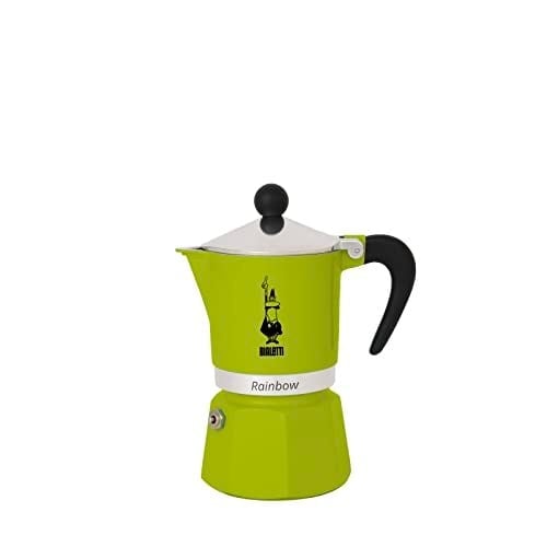Bialetti - Rainbow: 3 Cups Ocak Üstü Espresso Pişirici - 130ml - Yeşil Renk - Alüminyum Gövde - Patentli Güvenlik Valfi - Tüm Ocak Türleri İçin Uygundur (İndüksiyon Hariç)