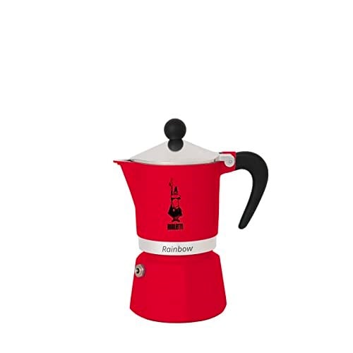 Bialetti - Rainbow: 6 Cups Ocak Üstü Espresso Pişirici - 250ml - Kırmızı Renk - Alüminyum Gövde - Patentli Güvenlik Valfi - Tüm  - Seçenekler: 1 Tasse, 3 Cups, 3 Tassen, 6 Cups, 6 Kişilik, 6 Tassen...