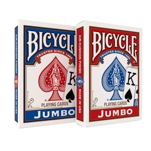 Bicycle Rider Back Intl. Jumbo Endeks Oyun Kartları, İkili Paket, Kırmızı & Mavi