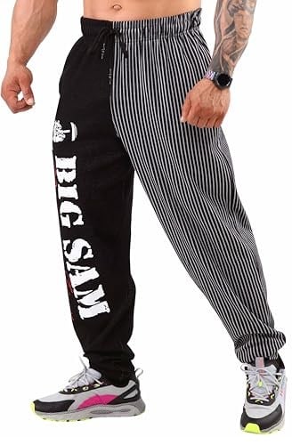 BIG SAM SPORTSWEAR COMPANY Cepli Erkek Eşofman Altı, Erkek Vücut Geliştirme Egzersiz Rahat Tasarım Bol Kas Pantolonu