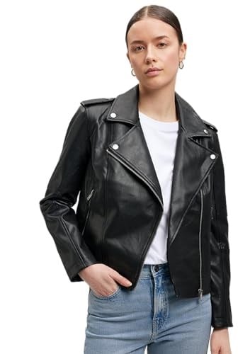 Biker Yaka Siya Suni Deri Ceket Fitted/Vücuda Oturan Kesim 1110221-900