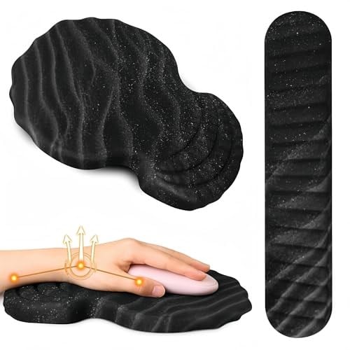Bilgisayar Klavyesi için Bilek Dayanaklı Ergonomik Mouse Pad, Dizüstü Bilgisayar için Bilek Destekli Kalın Dolgulu Fare Altlığı, Yumuşak Klavye ve Bilek Ağrısı için Mouse Pad Seti (Siyah)