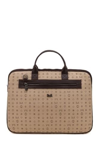 Bilik Deri Monogram Açık Vizon/Kahve Unisex Laptop & Evrak Çantası RH09 BUSİNESS-MN (Açık Vizon/Kahve)