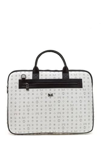 Bilik Deri Monogram Beyaz/Siyah Unisex Laptop & Evrak Çantası RH09 BUSİNESS-MN (Beyaz/Siyah)