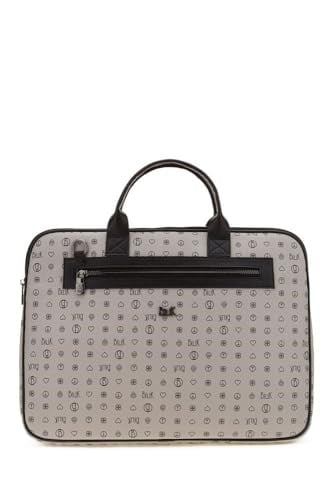 Bilik Deri Monogram Gri/Siyah Unisex Laptop & Evrak Çantası RH09 BUSİNESS-MN (Gri/Siyah)