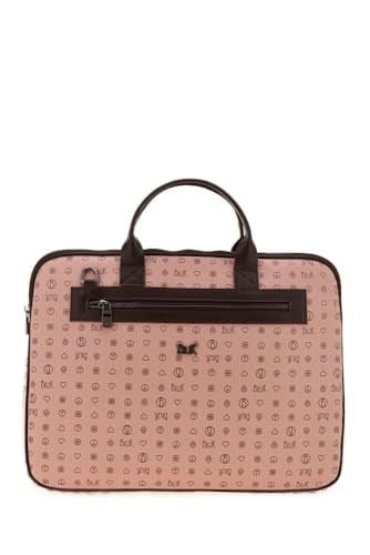 Bilik Deri Monogram Pembe/Kahve Unisex Laptop & Evrak Çantası RH09 BUSİNESS-MN (Pembe/Kahve)