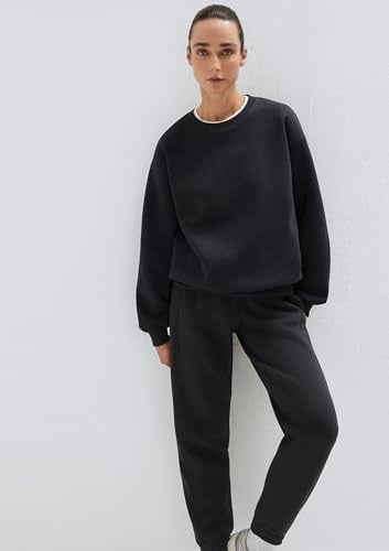 Bisiklet Yaka Siyah Basic Sweatshirt 1610198-900