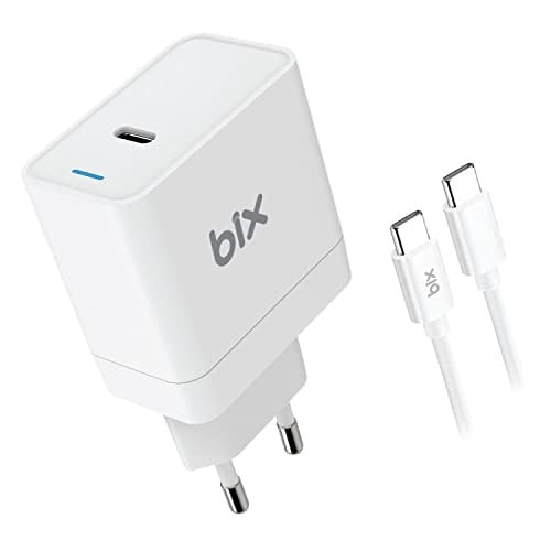 Bix BXUC65FTA 65W PD Typ-C Girişli Macbook Pro/Air Şarj Cihazı, MacBook Air/Pro 13/14/15/16 İnç Led Göstergeli ve Tüm Type-C Cihazlarıyla Uyumlu 2 Metre Type-C’den Type-C’ye Kablo