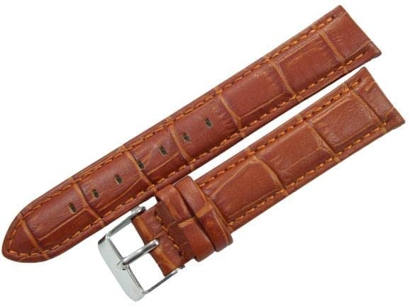 BİZON Deri Saat Kayışı 24mm Taba Saat Kordonu Kroko Dikişli Kolça