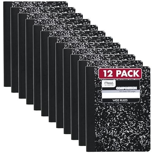 Black Marble kompozisyonu kitap, Wide Rule, 9 – 3/4 x 7 – 1/2, 100 sheets