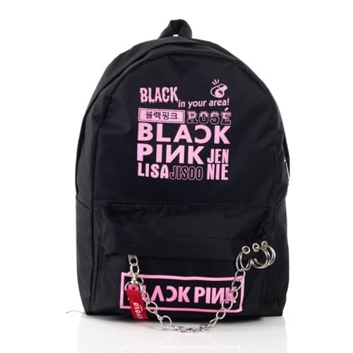 Blackpink Kpop Baskılı Piercing Zincirli Sırt Okul Çantası