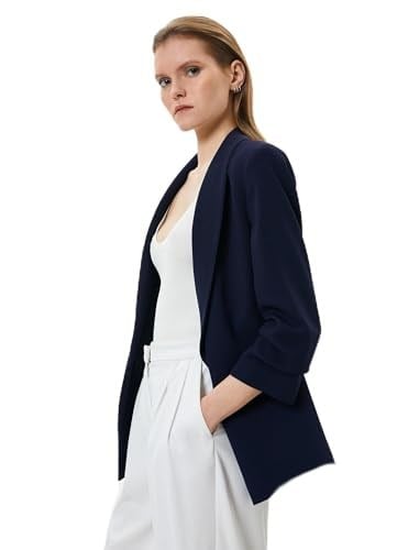 Blazer Ceket Şal Yaka Drape Kol Kapaklı Cepli