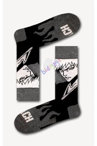 Bleach Desenli Unisex Kolej Çorap Gri 36-44