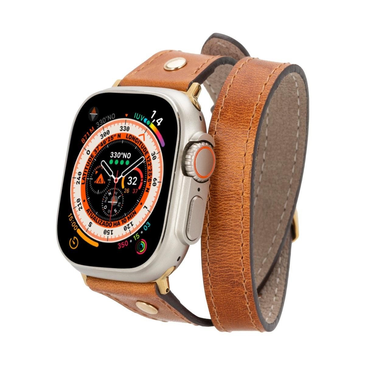 Bloominbag Alpine Double Tour Mocca Brown Hakiki Deri Apple Watch Kordonu - 44/45/46/49mm