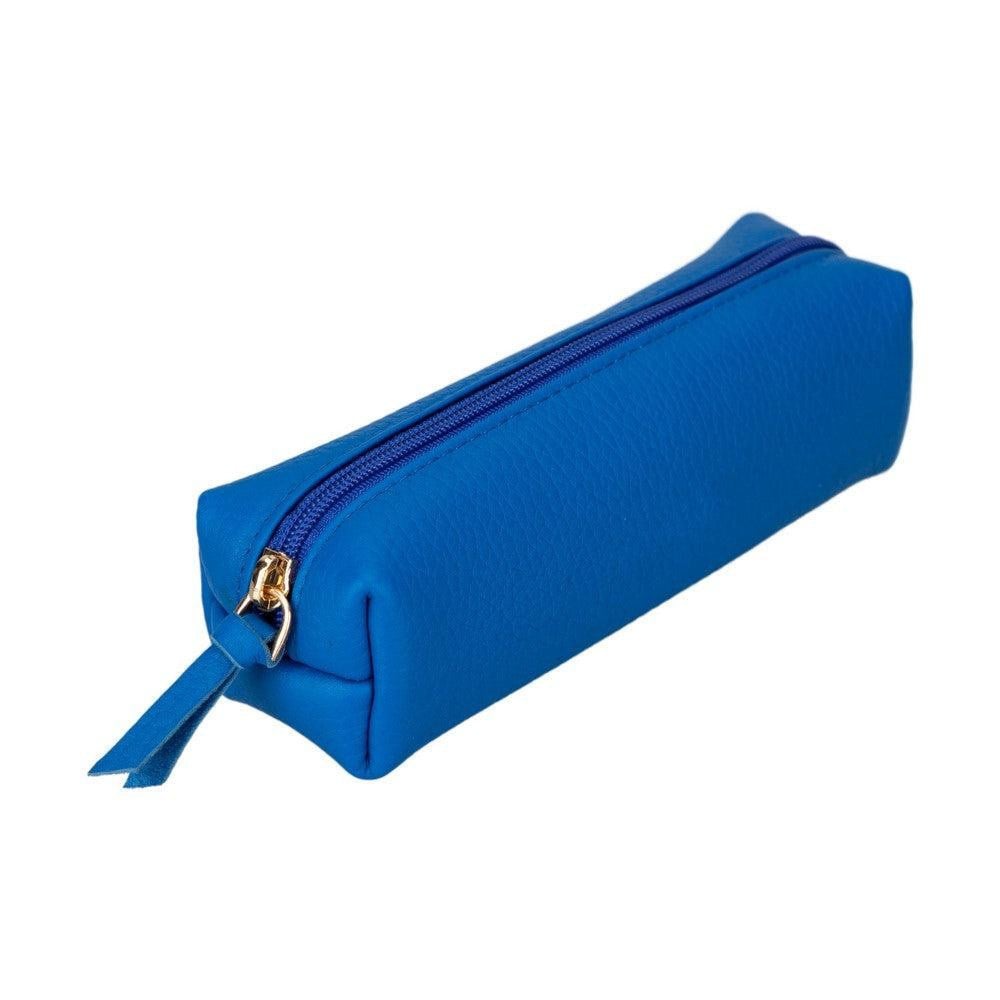 Bloominbag Bloombox Aqua Cyan Hakiki Deri Kalem & Makyaj Çantası
