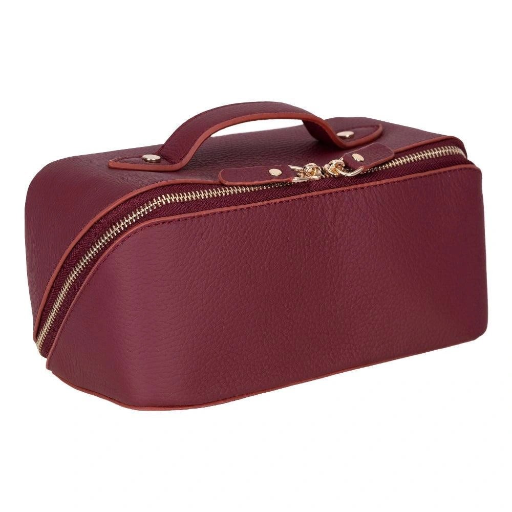 Bloominbag Ella Terra Burgendy Bordo Deri Makyaj Çantası