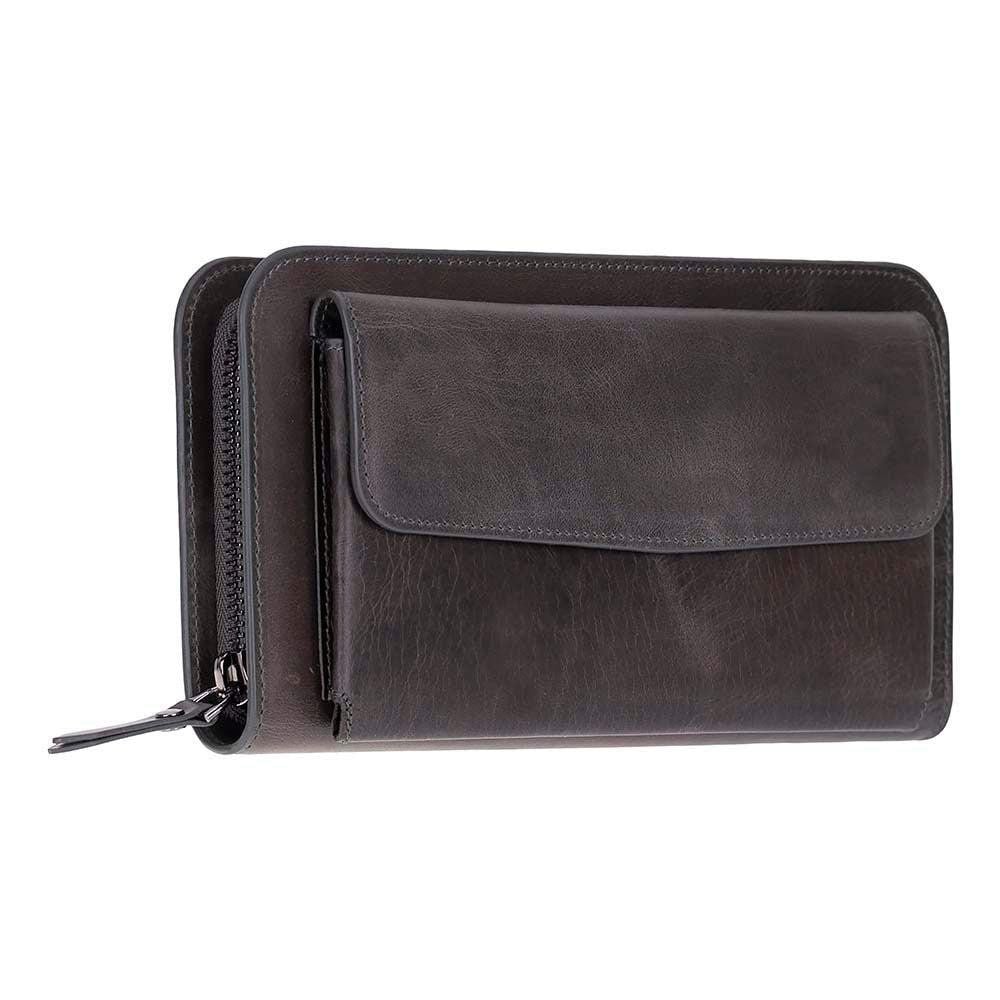 Bloominbag Faron Ash Graphite Telefon Bölmeli Hakiki Deri Unisex Clutch Çanta