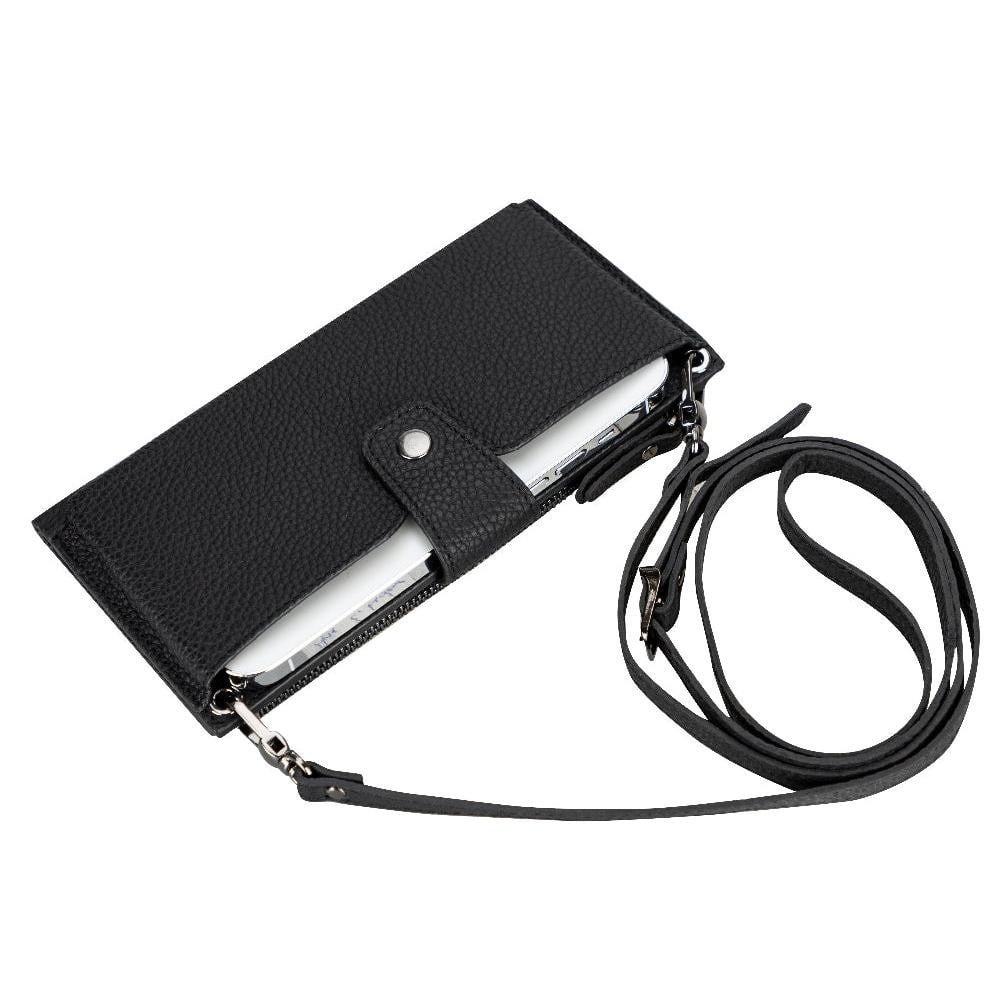 Bloominbag Lozan Strap Shadow Black Gerçek Deri Çapraz Askılı Telefon Bölmeli Cüzdan Çanta