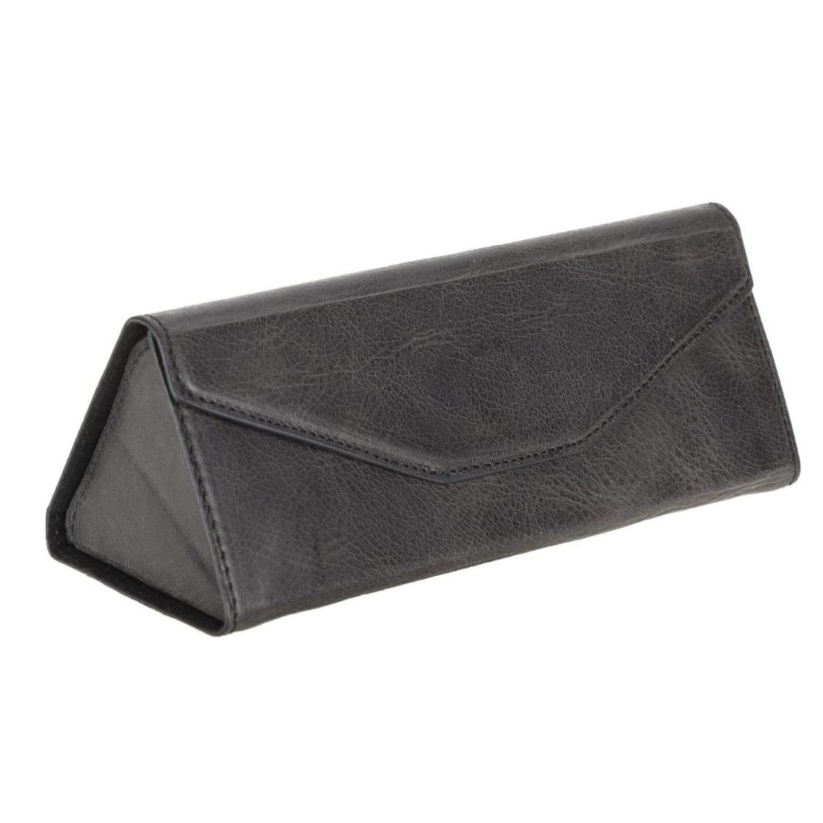 Bloominbag Prisma Charcoal Graphite Deri Gözlük Kılıfı – Mıknatıslı Üçgen Tasarım