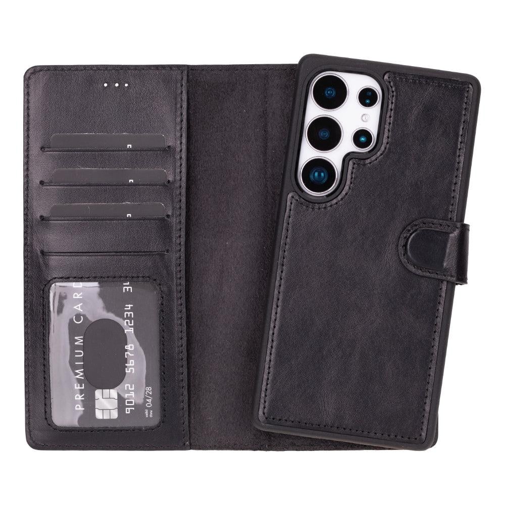 Bloominbag Valeno Noir Black Deri Samsung Galaxy S25 Ultra(6.9”) Manyetik Ayrılabilir Cüzdanlı Telefon Kılıfı