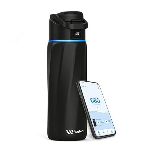 Boost Akıllı Su Şişesi, İçmeyi Hatırlatan, 24 oz BPA İçermeyen Paslanmaz Çelik Vakum Yalıtımlı Şişe, APP ile Geniş Ağızlı Su İzleyici, Hediye için İdeal