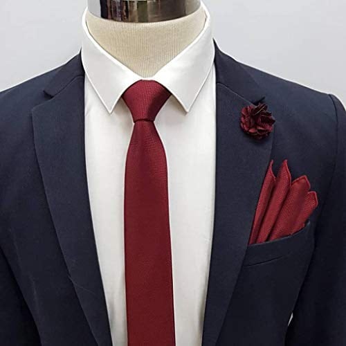 Bordo Kravat Mendil Yaka Çiçeği Set KMD-4