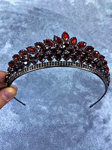 Bordo Kristal Taşlı Elanur Model Kına Ve Gelin Tacı