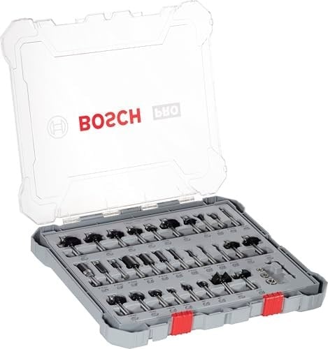 Bosch 30 parçalı freze seti karışık (ahşap için, 8 mm şaftlı üst freze aksesuarı)