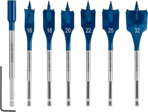 Bosch 7 x Expert Self Cut Speed yassı freze matkap seti (yumuşak ahşap, sunta, çap 16 – 32 mm, profesyonel aksesuar, matkap/torna - Seçenekler: Ø 6 mm, Ø 8 mm, Ø 10 mm, Ø 12 mm, Ø 13 mm, Ø 13-25 mm...
