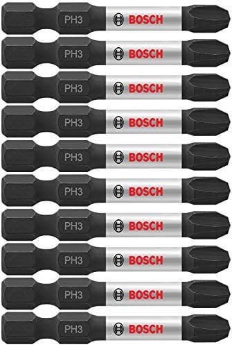 BOSCH ITPH32B 10'lu Paket 2'li Phillips #3 Darbeli Sert Vidalama Güç Uçları - Seçenekler: 2 In., 3-1/2 In.