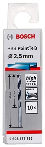 Bosch Professional 10 adet HSS spiral matkap ucu PointTeQ (metal için, 2,5 x 30 x 57 mm, matkap aksesuarı)