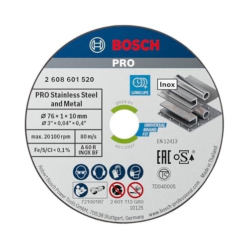 Bosch Professional Accessories 5 adet kesme diski (Inox uzmanı, 10 mm yuvalı açılı taşlama makinesi için aksesuar)