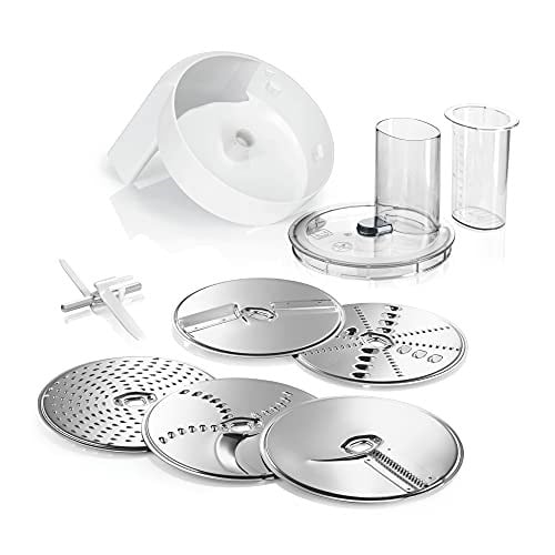 Bosch VeggieLove MUZ5VL1 aksesuar seti, 5 dilim içeren sürekli şnitzler (kesme tornalama diski, törpüleme diski, orta ince rende diski, Asya sebzeleri ve rösti için), çok renkli