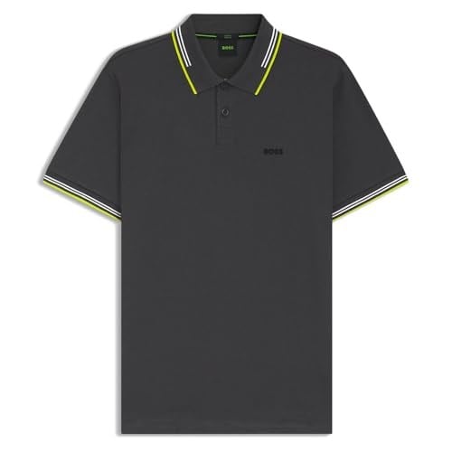 BOSS Erkek Paul Curved Polo streç pike, kavisli logolu T-shirt
