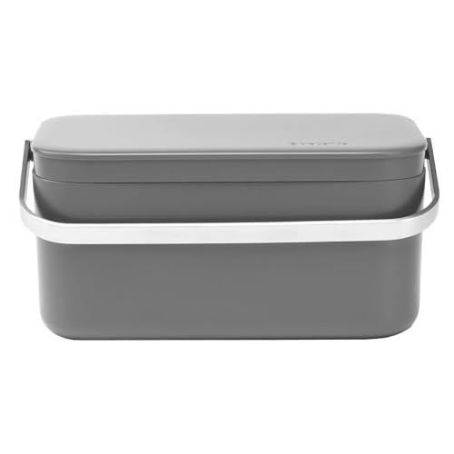 Brabantia Çöp kutusu, plastik/paslanmaz çelik, koyu gri, 22 x 13 x 11 cm, 1 birim