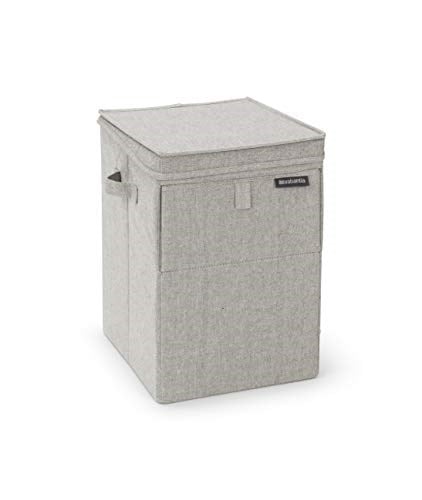 Brabantia - İstiflenebilir çamaşır sepeti, kolay doldurulur ve boşaltılır - büyük hacim - hızlı şekilde düz katlanır - hafif ve sağlam saplar - gri - 35 L - 37,0 x 44,5 x 32,0 cm