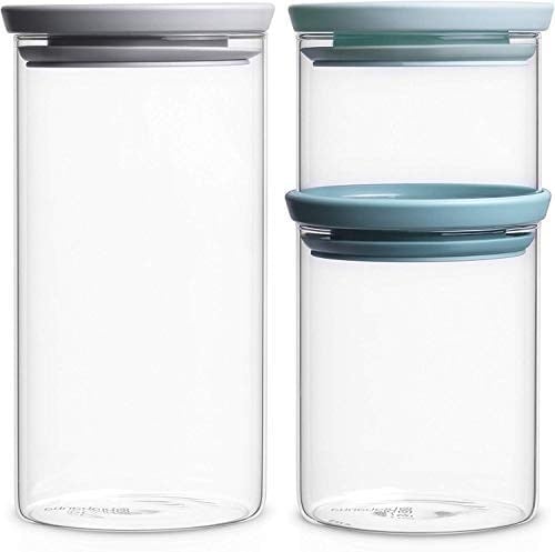 Brabantia Kapaklı saklama kabı 3'lü set (1 x nane 0,3 L, 1 x petrol 0,6 l, 1 x gri 1,1 L)