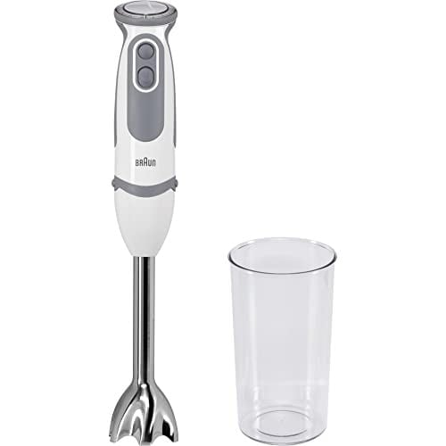 Braun MQ 5200WH - MultiQuick 5 Vario el blenderi paslanmaz çelik karıştırma ayağı, 1000 Watt, 600 ml karıştırma ve ölçüm kabı dahil, beyaz/gri