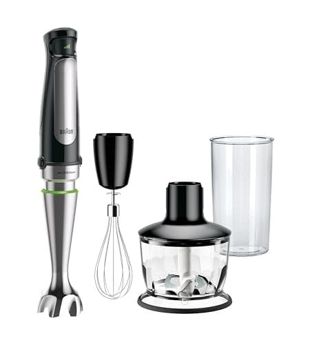 Braun MQ7035 Taşınabilir Daldırma El Blender,500W Stick Blender,Değişken Hız,2 Kupa Chopper,Çırpma teli,Beher,Çorba,Bebek Maması,Smoothies,Humus,Yumurta Çırpıcı