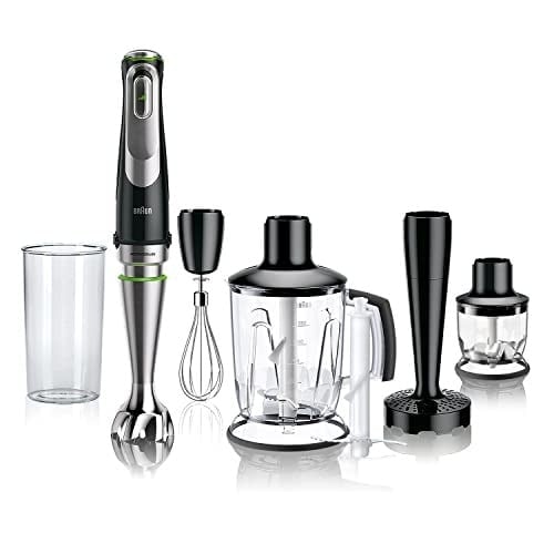Braun MultiQuick 9 MQ 9147X el mikseri – Active PowerDrive ve SplashControl ile, püre yapma çubuğu, sebze ezici, mikser, parçalayıcı ve çırpma teli, 1200 Watt, siyah/paslanmaz çelik