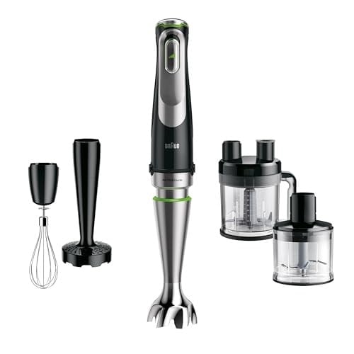 Braun MultiQuick 9 MQ 9187XLI el mikseri – Active PowerDrive teknolojili püre çubuğu ve parçalama, damgalama, karıştırma ve buz kırma, 1200 Watt, siyah/paslanmaz çelik