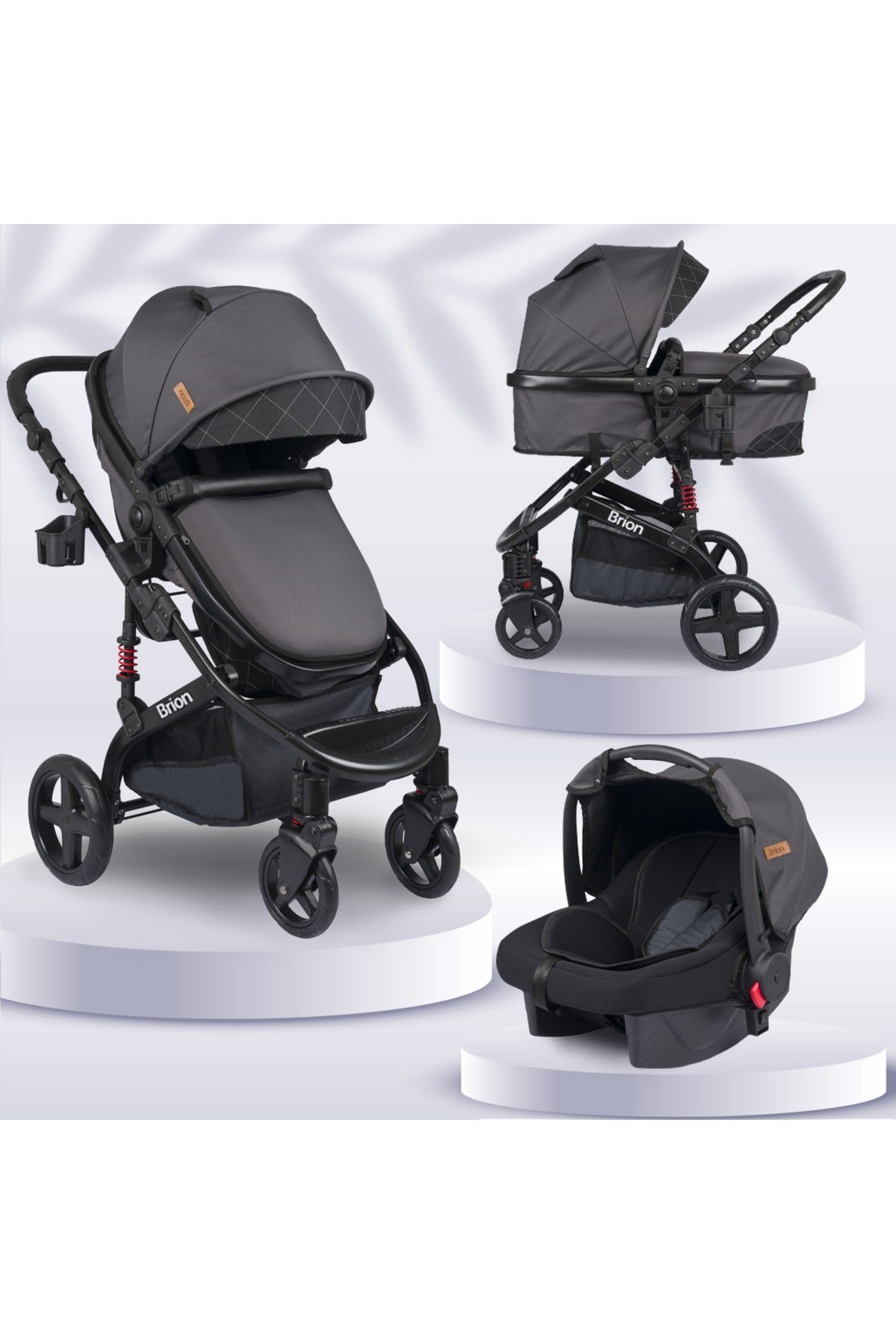 Brion Mila 4in 1 Çift Yönlü Travel Sistem Bebek Arabası Siyah-gri