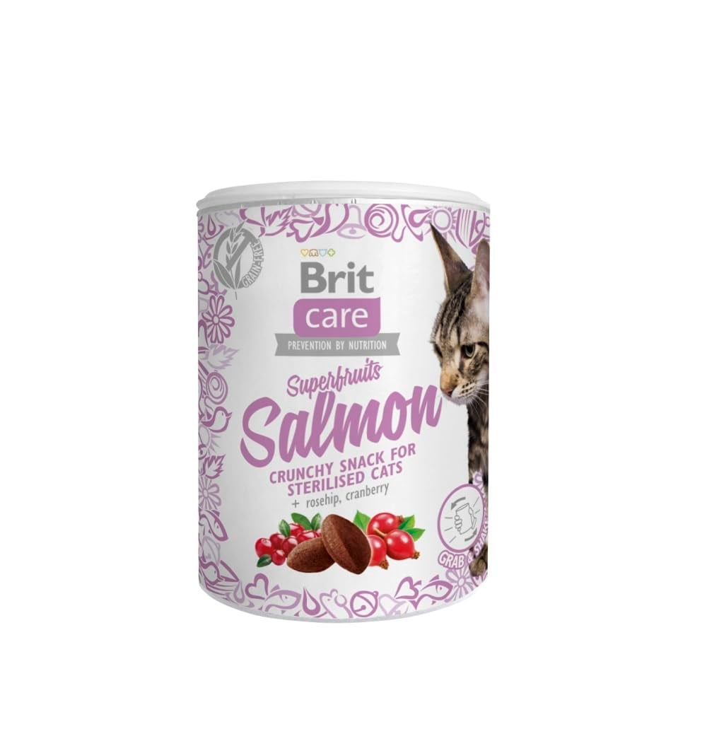 Brit Care Superfruits Crunchy Snack, Süper Besinli ( Kızılcık Ve Kuşburnu), Tahılsız, Somon Balıklı, Kıtır Kısırlaştırılmış Kedi Ödülü, 100 g