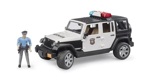 Bruder - Jeep Wranger U.R. Polis Aracı Ve Açık Tenli Memur Ölçekli Model